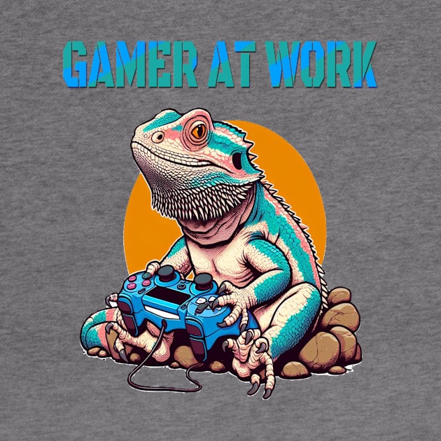 Busy Dragon Gamer Video Game Gecko Lizard by fantastic-designs